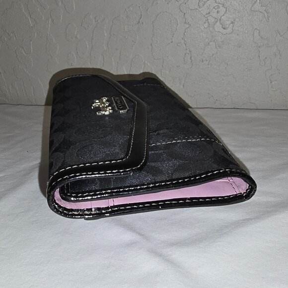 COACH 43641 Madison Black Op Art Signature Flap Clutch Wallet No Checkbook Cover - Picture 7 of 8